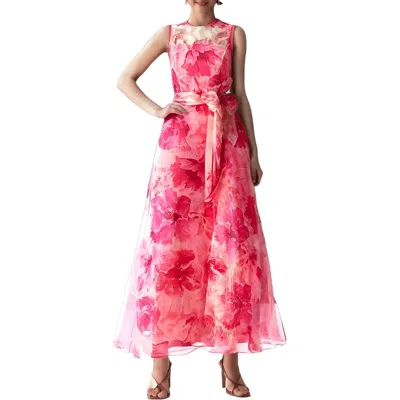 Eliza J Womens Illusion Polyester Evening Dress In Pink