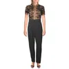 Eliza J Womens Lace Trim Straight Leg Jumpsuit In Black