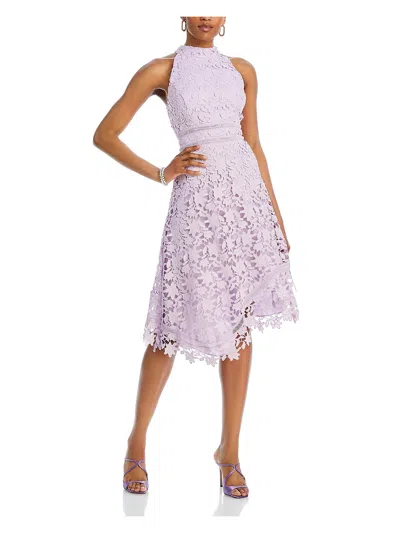 Eliza J Womens Ladder Stitch Asymmetric Halter Dress In Purple