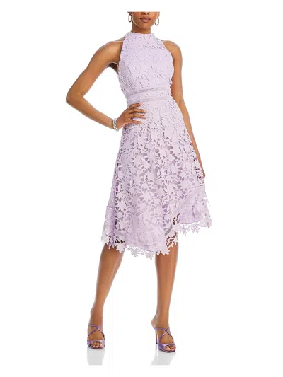 Eliza J Womens Ladder Stitch Asymmetric Halter Dress In Lavender