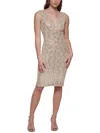 ELIZA J WOMENS MESH SEQUINED COCKTAIL AND PARTY DRESS