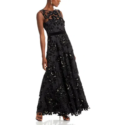 Eliza J Womens Metallic Velvet Evening Dress In Black