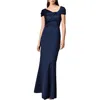 Eliza J Womens Pleated Polyester Evening Dress In Blue