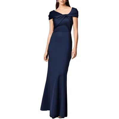 Eliza J Womens Pleated Polyester Evening Dress In Blue