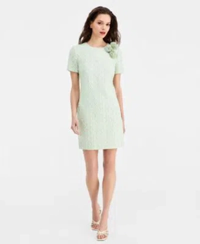 Eliza J Womens Pom Pom Textured Dress In Green