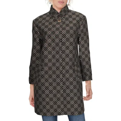Eliza J Womens Printed Winter Long Coat In Gray