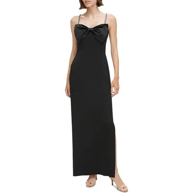 Eliza J Womens Rhinestone Polyester Evening Dress In Black