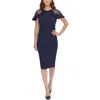Eliza J Ruffle Shoulder Velvet Cocktail Dress In Blue