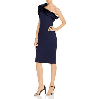 Eliza J Womens Ruffled One-shoulder Midi Dress In Blue