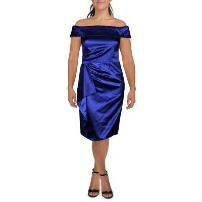 Eliza J Womens Ruffled Satin Cocktail And Party Dress In Blue