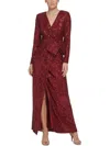 Eliza J Womens Sequined Bow Evening Dress In Ruby Red