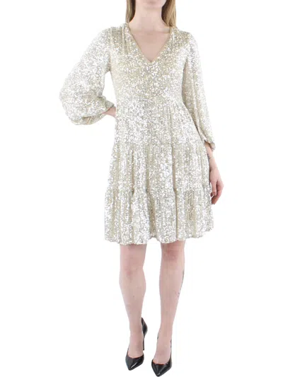 Eliza J Womens Sequined Mini Cocktail And Party Dress In White