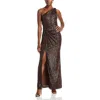 Eliza J Women's Sequined One-shoulder Side-twist Gown In Brown