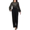 Eliza J Women's Sequinned-fringe-bodice Jumpsuit In Black