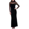 Eliza J Womens Solid Polyester Evening Dress In Black