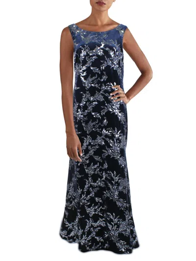 Eliza J Womens Velvet Maxi Evening Dress In Black Silver