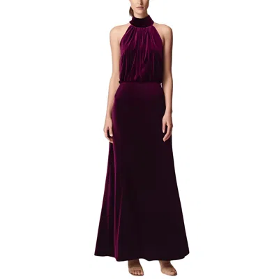Eliza J Womens Velvet Mock Neck Evening Dress In Burgundy