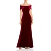 Eliza J Womens Velvet Off-the-soulder Evening Dress In Red