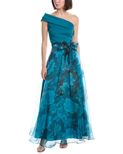Eliza J Wrap Surplice Bodice Ballgown Skirt In Blue