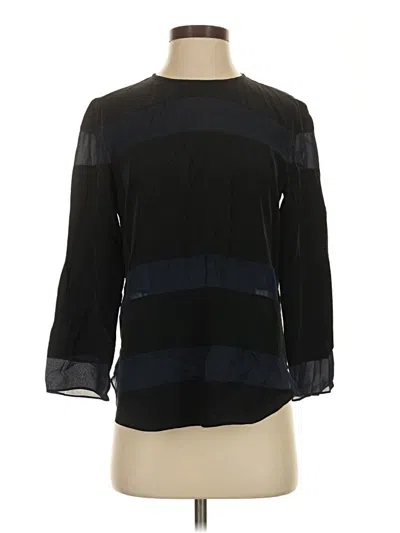 Pre-owned Elizabeth And James 3/4 Sleeve Silk Top Black Mock Neckline Tops