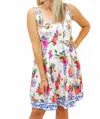 Elizabeth And James Alice Mini Dress - Petite In Ivory Blue Ginger Jars In White