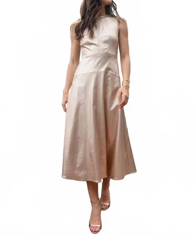 Elizabeth And James Claire Dress In Metallic Denim In Pink