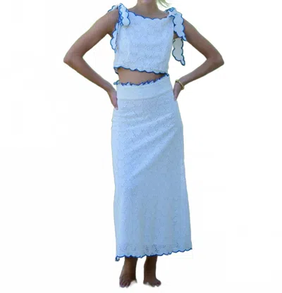 Elizabeth And James Ej Billy Top In White Eyelet In Blue