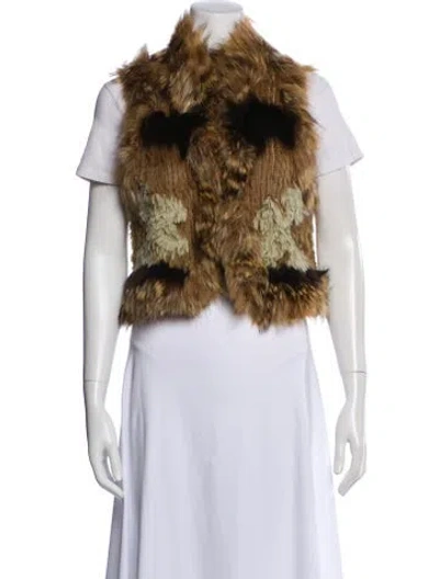 Pre-owned Elizabeth And James Faux Fur Animal Print Fur Jacket In Brown