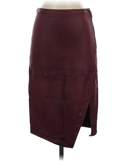 Pre-owned Elizabeth And James Faux Leather Skirt In Burgundy