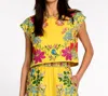 Elizabeth And James Jackie Top In Yellow Tapestry In Multi