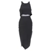 Elizabeth And James Kiandra Midriff Cut Out Sheer Midi Dress In Black