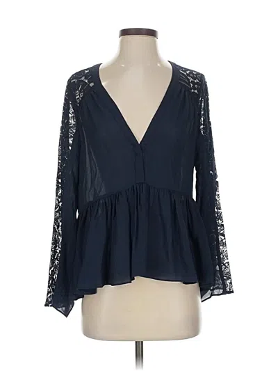 Pre-owned Elizabeth And James Long Sleeve Blouse In Blue