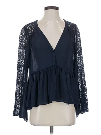 Pre-owned Elizabeth And James Long Sleeve Blouse In Blue