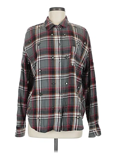 Pre-owned Elizabeth And James Long Sleeve Button Down Shirt In Gray