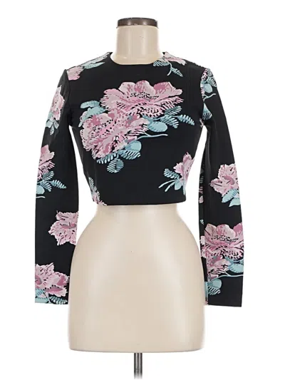 Pre-owned Elizabeth And James Long Sleeve Top Black Mock Neckline Tops