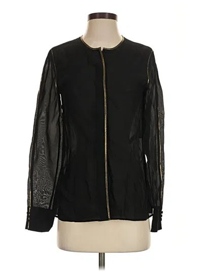 Pre-owned Elizabeth And James Long Sleeve Top Black Mock Neckline Tops