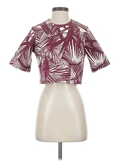 Pre-owned Elizabeth And James Short Sleeve Blouse In Burgundy