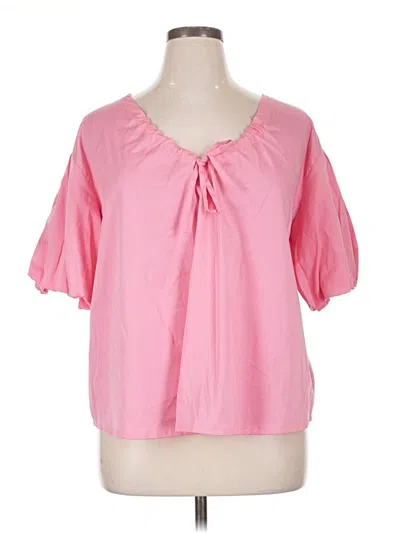 Pre-owned Elizabeth And James Short Sleeve Blouse In Pink