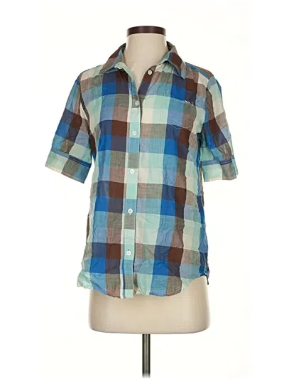Pre-owned Elizabeth And James Short Sleeve Button Down Shirt In Blue