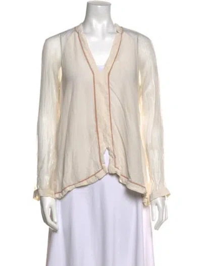 Pre-owned Elizabeth And James Silk V-neck Blouse In Neutral