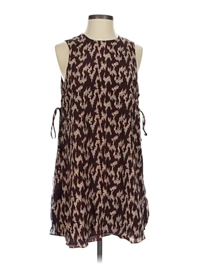 Pre-owned Elizabeth And James Sleeveless Silk Top Brown Halter Neckline Tops