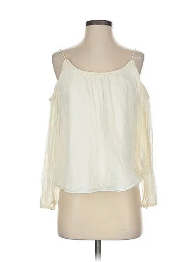 Pre-owned Elizabeth And James Sleeveless Silk Top Ivory Cold Shoulder Neckline Tops In White