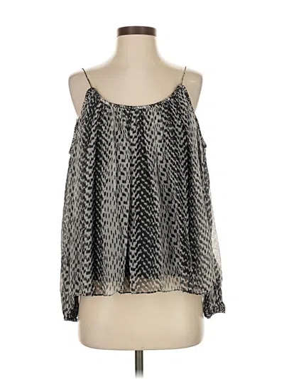Pre-owned Elizabeth And James Sleeveless Silk Top Silver Animal Print Pattern Cold Shoulder Neckline Tops
