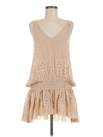 Elizabeth And James Sleeveless Silk Top Tan Plunge Neckline Tops In Neutral
