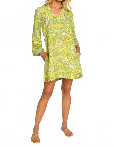 Elizabeth And James Taylor Dress In Damask Limeade In Multi