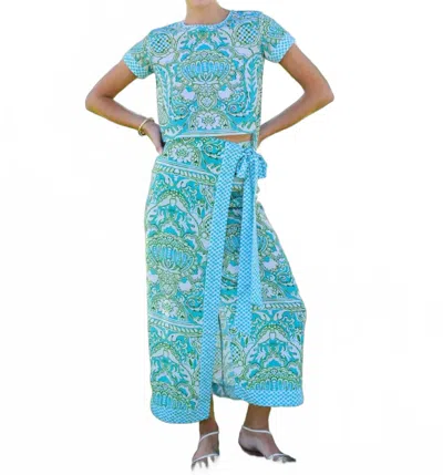 Elizabeth And James Winnifred Wrap Skirt In Damask Pool In Blue