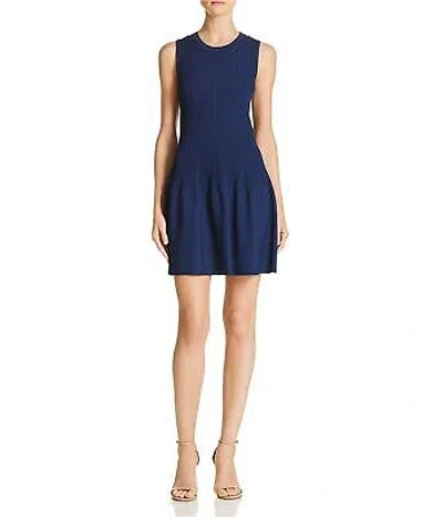 Pre-owned Elizabeth And James Womens Ribbed Fit & Flare Dress, Blue, Large