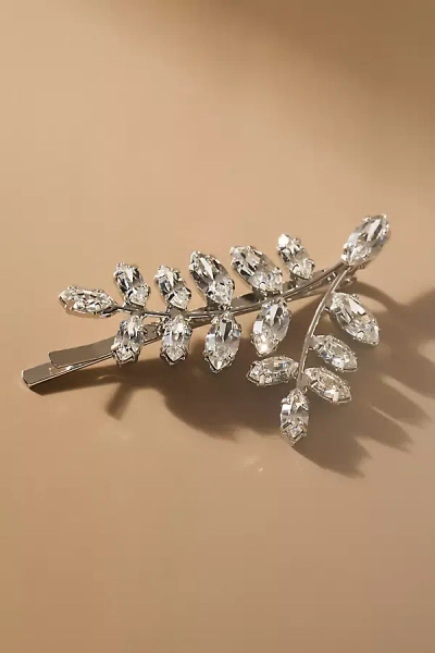 Elizabeth Bower Eden Crystal Cluster Hair Pin In Silver