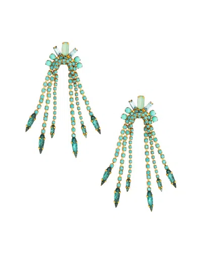 Elizabeth Cole 24k Plated Chandelier Earrings In Green