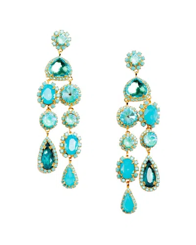 Elizabeth Cole 24k Plated Chandelier Earrings In Blue